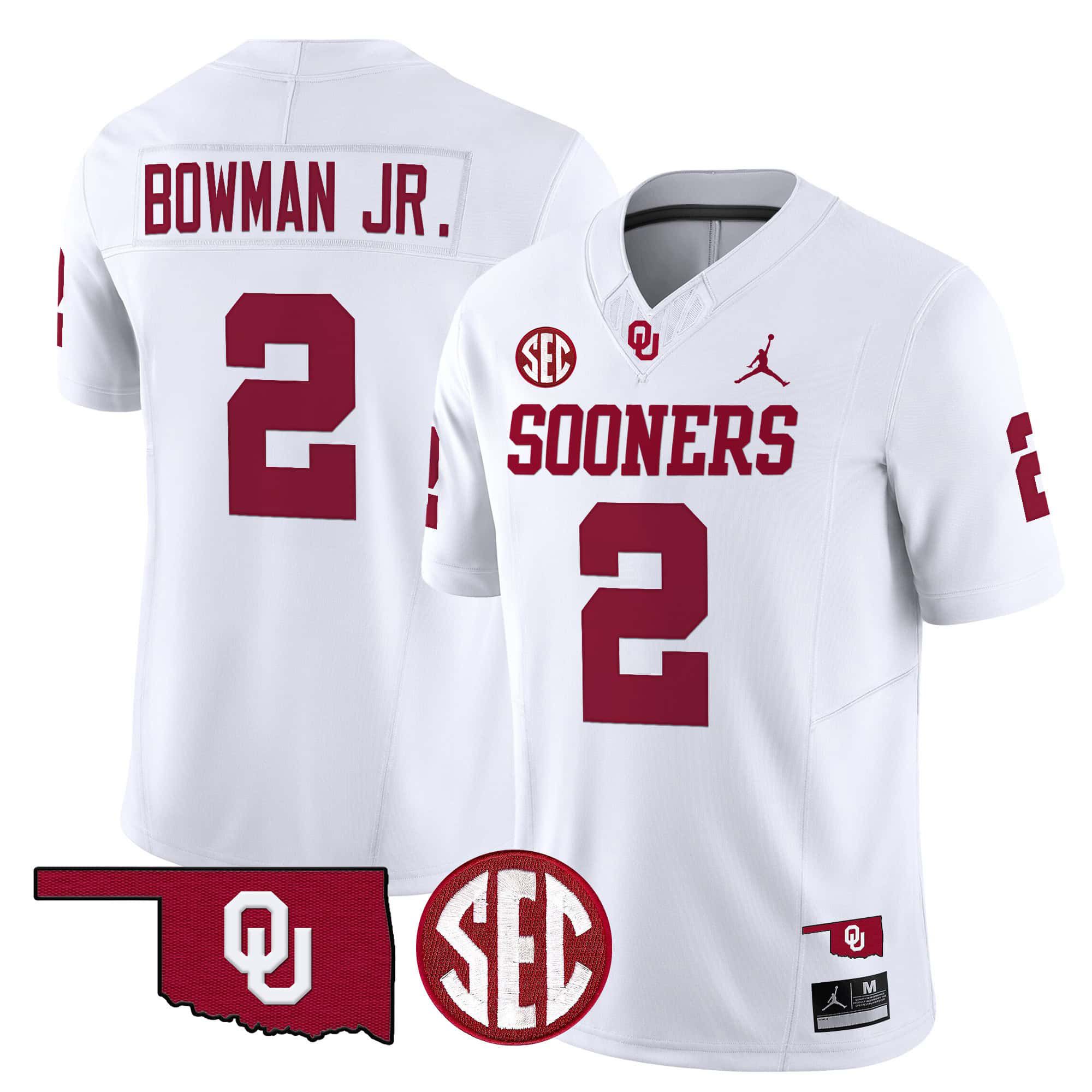 Men Oklahoma Sooners #2 Bowman jr White 2024 Vapor Limited NCAA Jersey